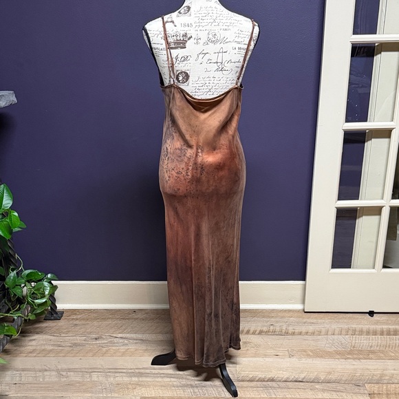 Silk Slip Dress in Burnt Copper and Brown - Picture 5 of 11